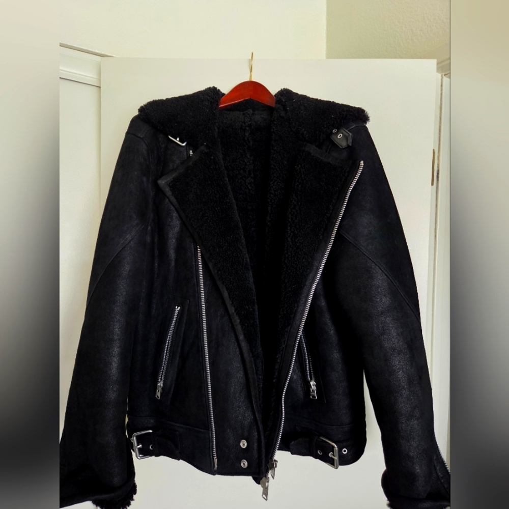 All SAINT'S Men's Black XL NEVER WORN SHEEPSKIN Shearling Jacket